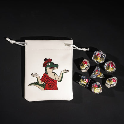 Gator dice set with white character dice bag included