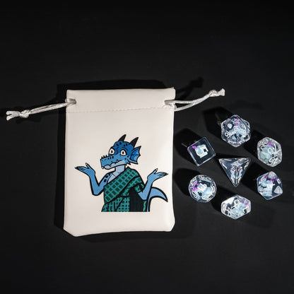 Kobold dice set with white character dice bag included
