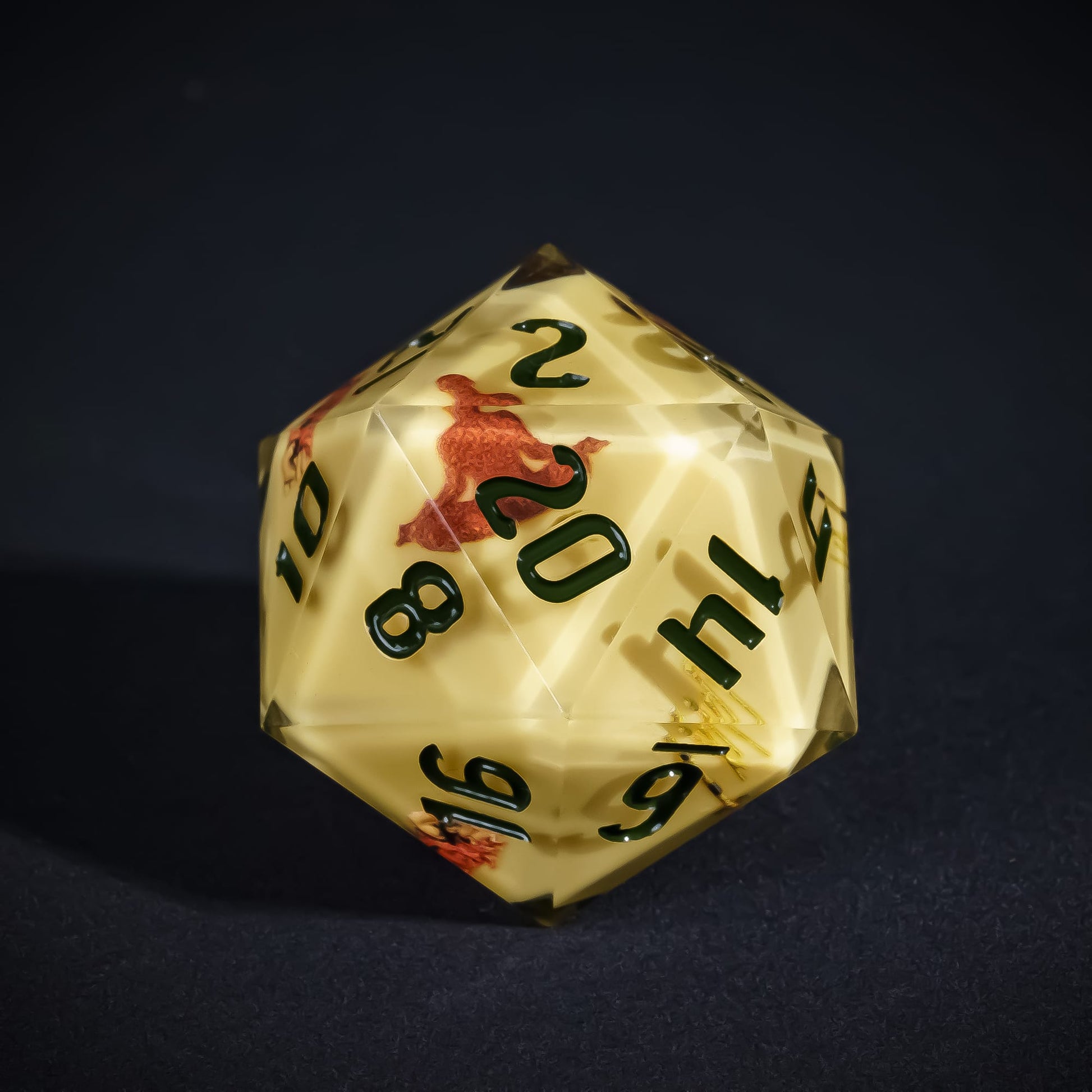 Yellow Monk D20, pastel sharp edge polyhedral dice for DND 5e characters