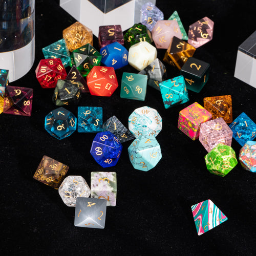 Mystery Package Gemstone & Glass Dice Set, assorted resin gemstone dice mix for DnD & DnD 5e