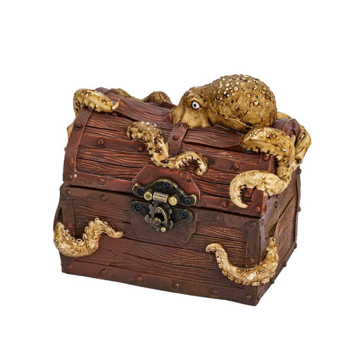 Closed Octopus Chest Dice Case with sculpted octopus design for DnD & DnD 5e dice storage