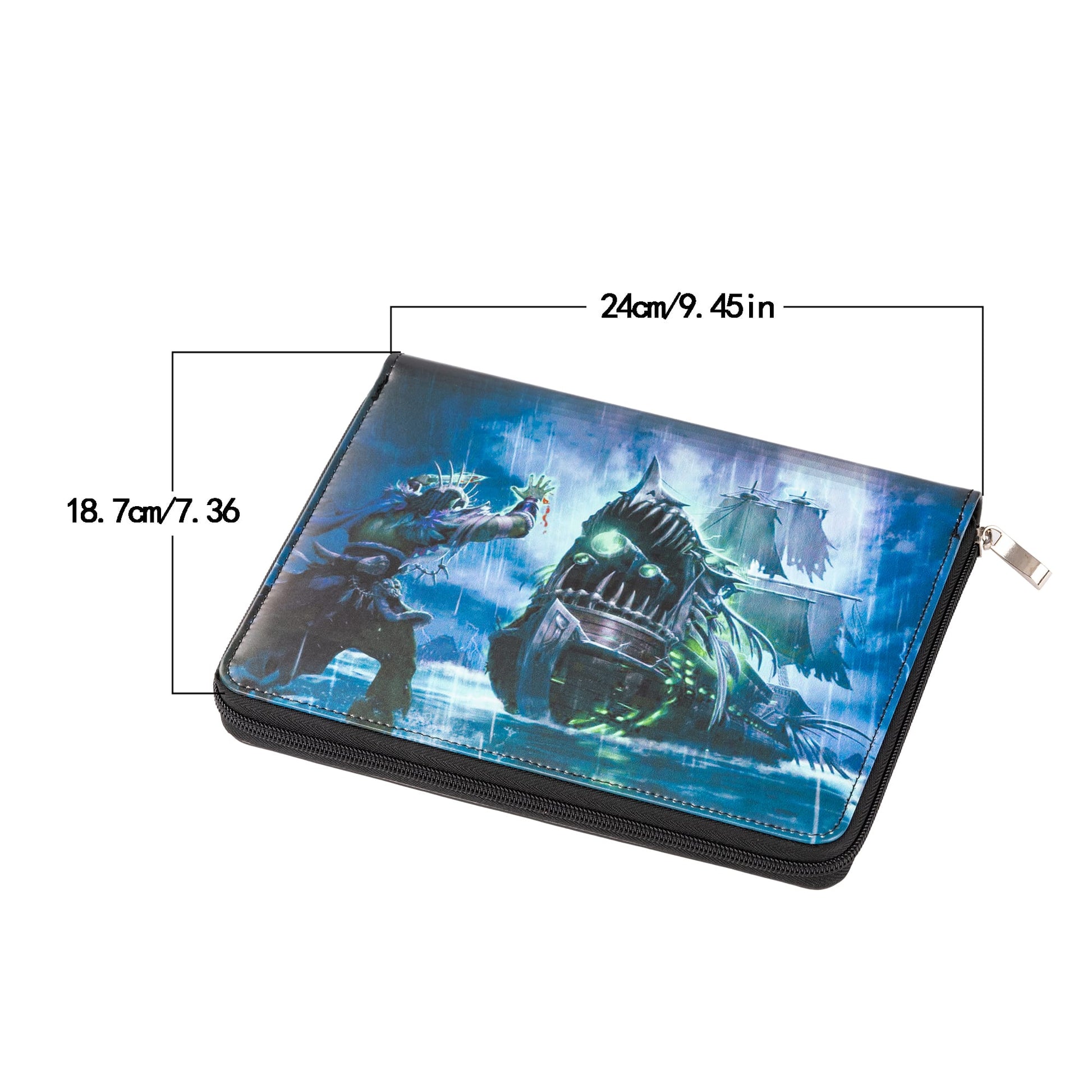 Only Crits  Black Tide Dice Vault dimensions showing 24 cm x 18.7 cm storage case