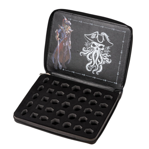 Only Crits Black Tide Dice Vault opened to reveal foam storage slots for 35 polyhedral dice