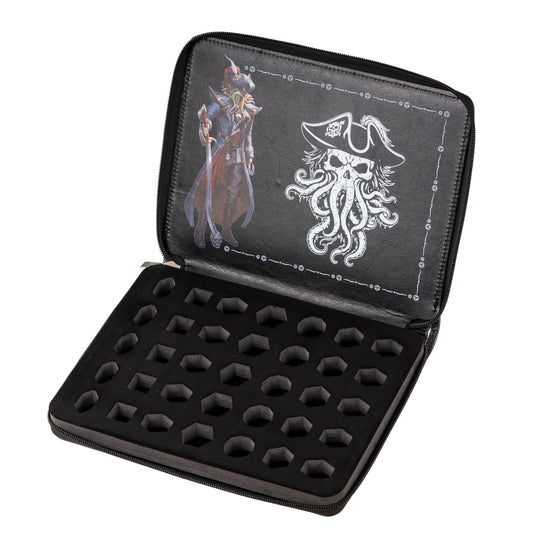 Only Crits Black Tide Dice Vault opened to reveal foam storage slots for 35 polyhedral dice