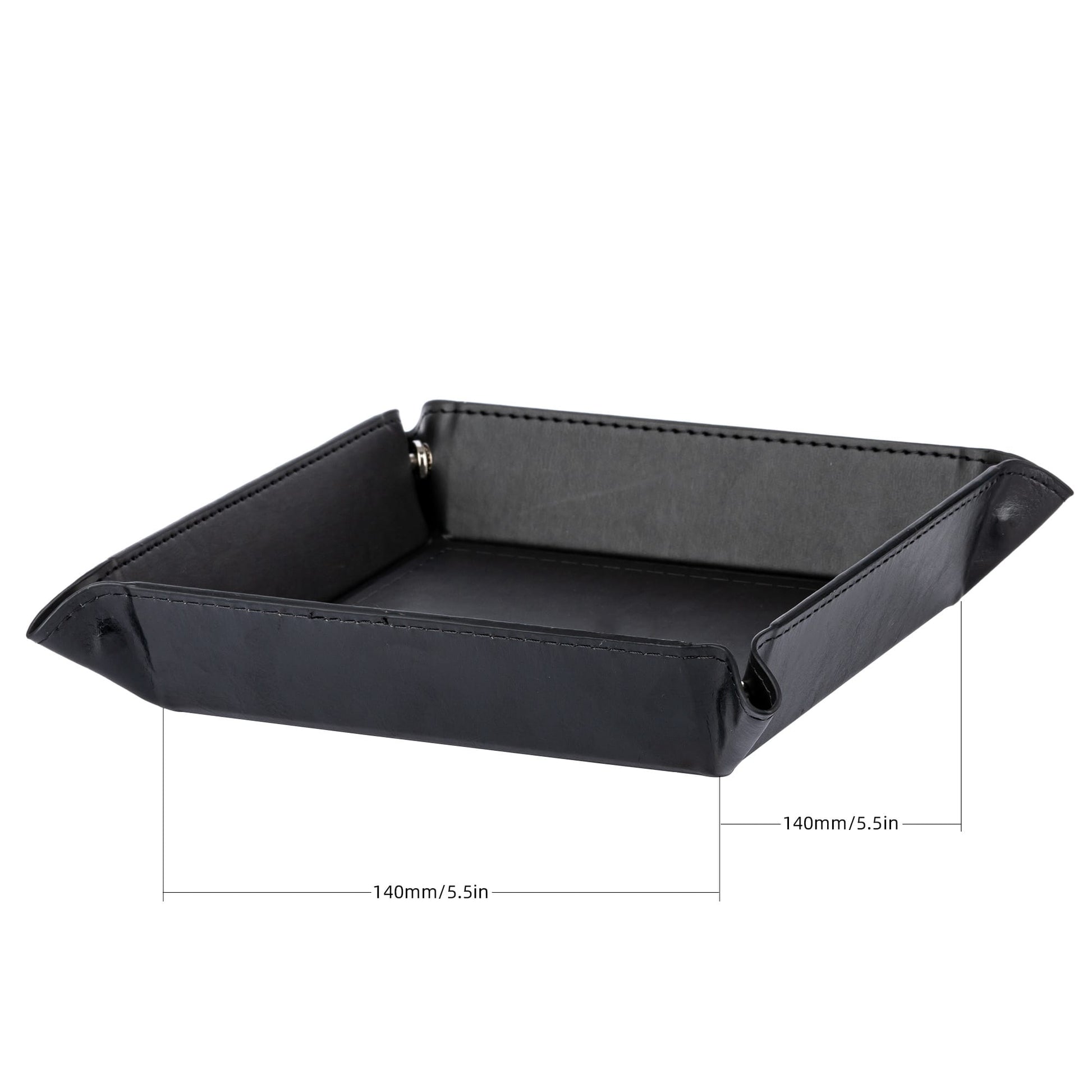 Black Only Crits Dice Tray shown flat with 5.5 inch dimensions, tabletop RPG accessory