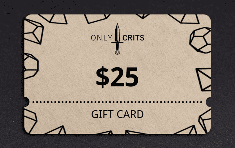 Only Crits twenty five dollar gift card 