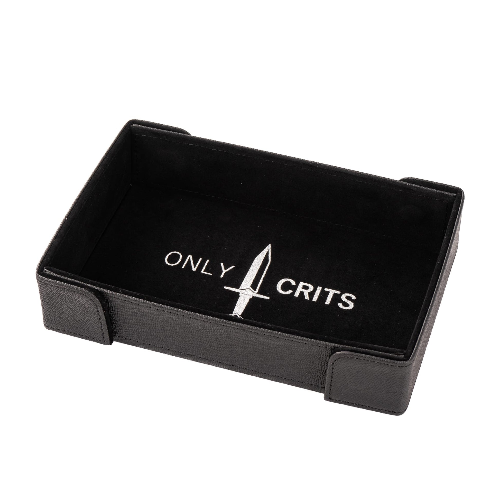 Only Crits Guildmaster Dice Tray in black featuring a premium soft-lined interior for quieter dice rolls