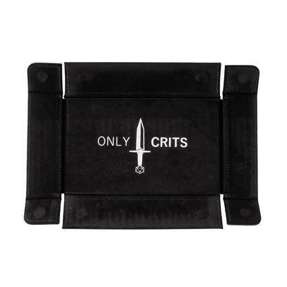 Only Crits Guildmaster Dice Tray in black displayed flat before assembly with snap-corner design