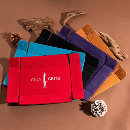 Only Crits Guildmaster Dice Tray collection featuring all five color variants displayed together