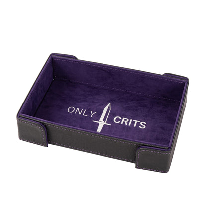 Only Crits Guildmaster Dice Tray in purple featuring a premium PU leather exterior and cushioned lining