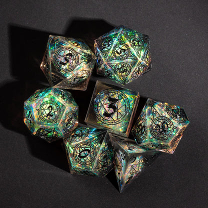 Example Premium pull: holographic rune sharp edge dice set