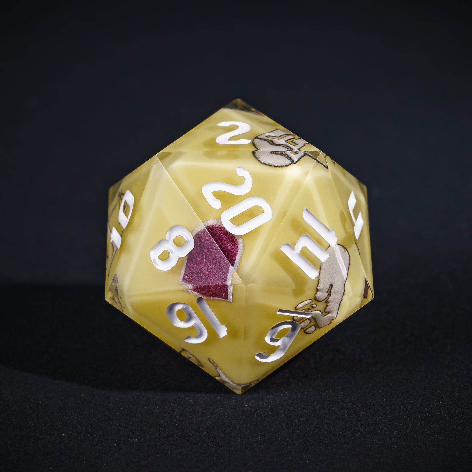 Yellow Paladin D20, pastel sharp edge polyhedral dice for DND 5e characters