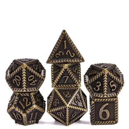 Predator's Maw Dice Collection in Ancient Bronze, 7 piece metal dice set for DnD & DnD 5e