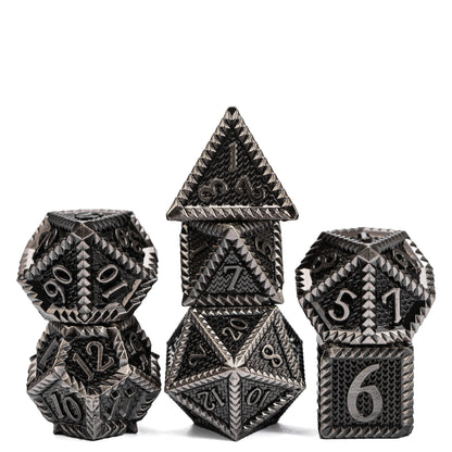Predator's Maw Dice Collection in Ancient Nickel, 7 piece metal dice set for DnD & DnD 5e