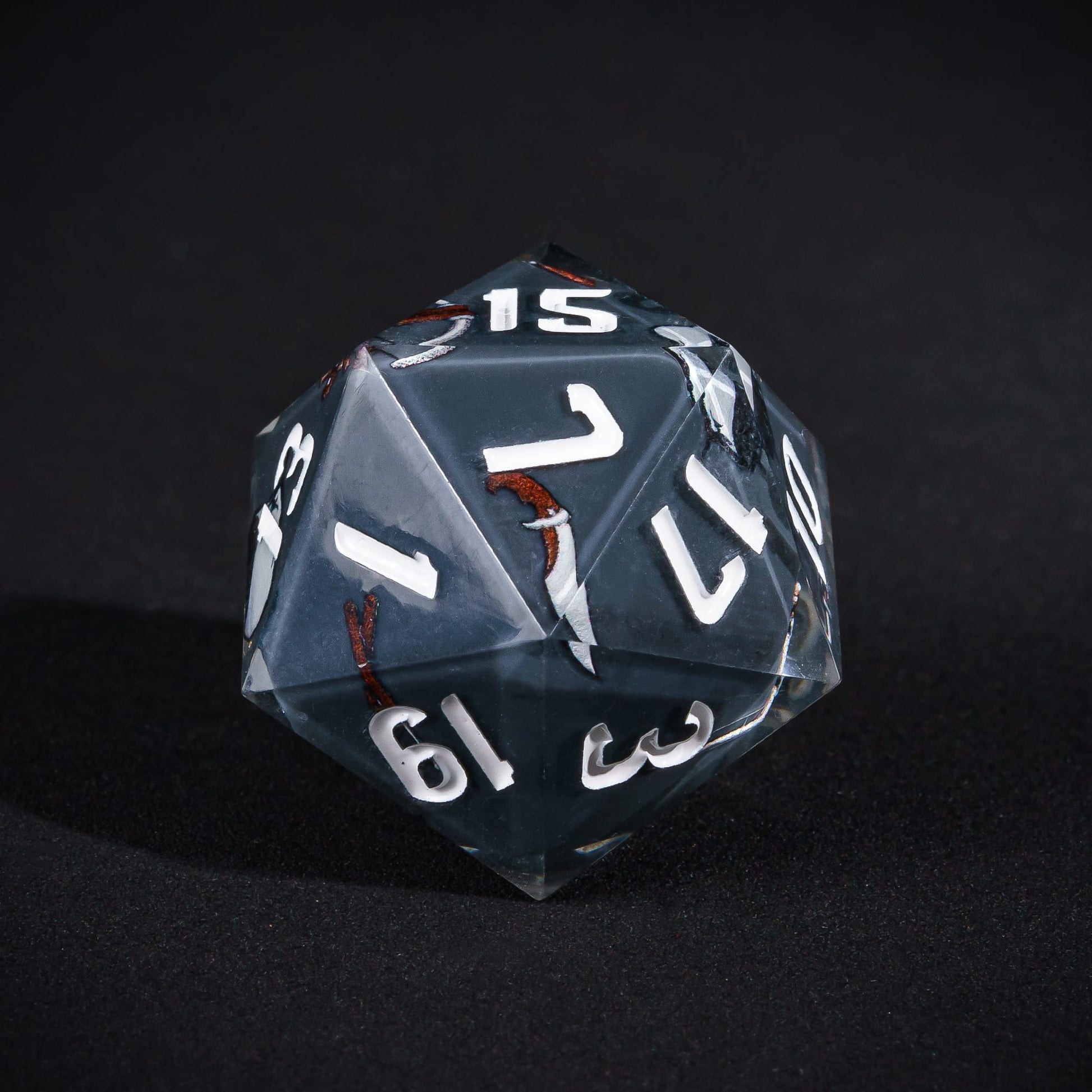 Grey Rogue D20, pastel sharp edge polyhedral dice for DND 5e characters