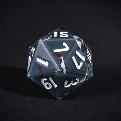 Grey Rogue D20, pastel sharp edge polyhedral dice for DND 5e characters