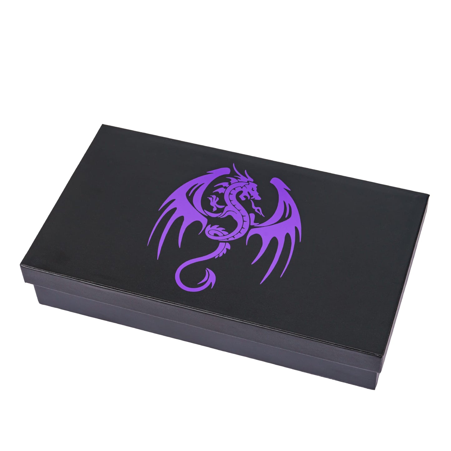Closed Roll n' Stow Dice Tray & Case in purple with dragon emblem