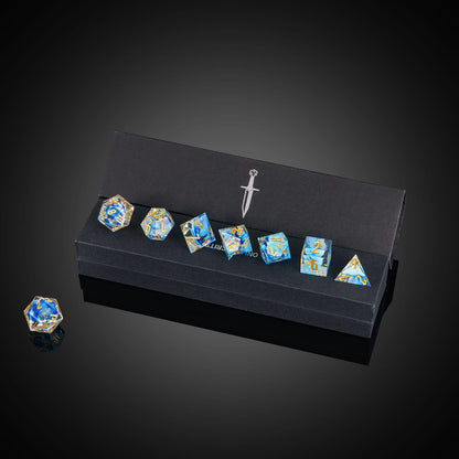 Shimmering Shoals Sharp Edge Dice Set displayed in Only Crits box for DnD players