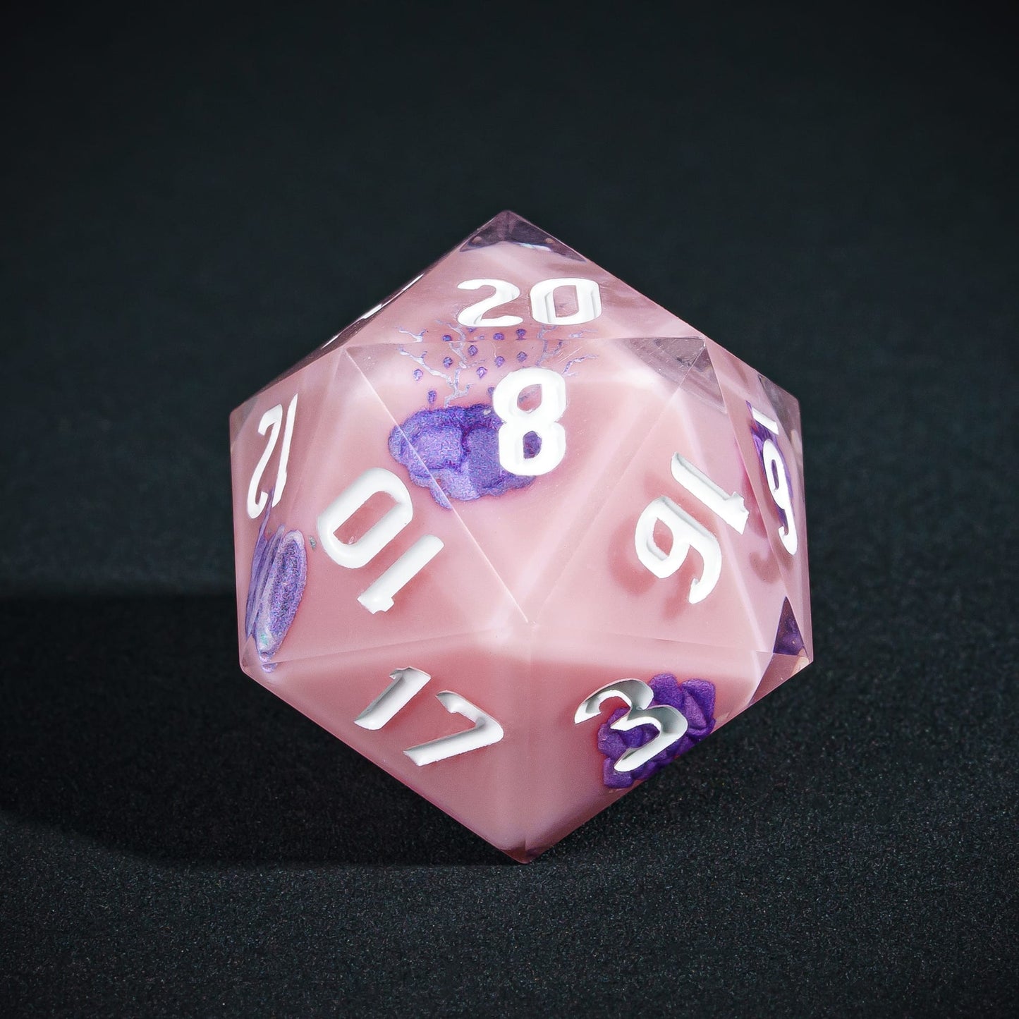 Pink Sorcerer D20, pastel sharp edge polyhedral dice for DND 5e characters