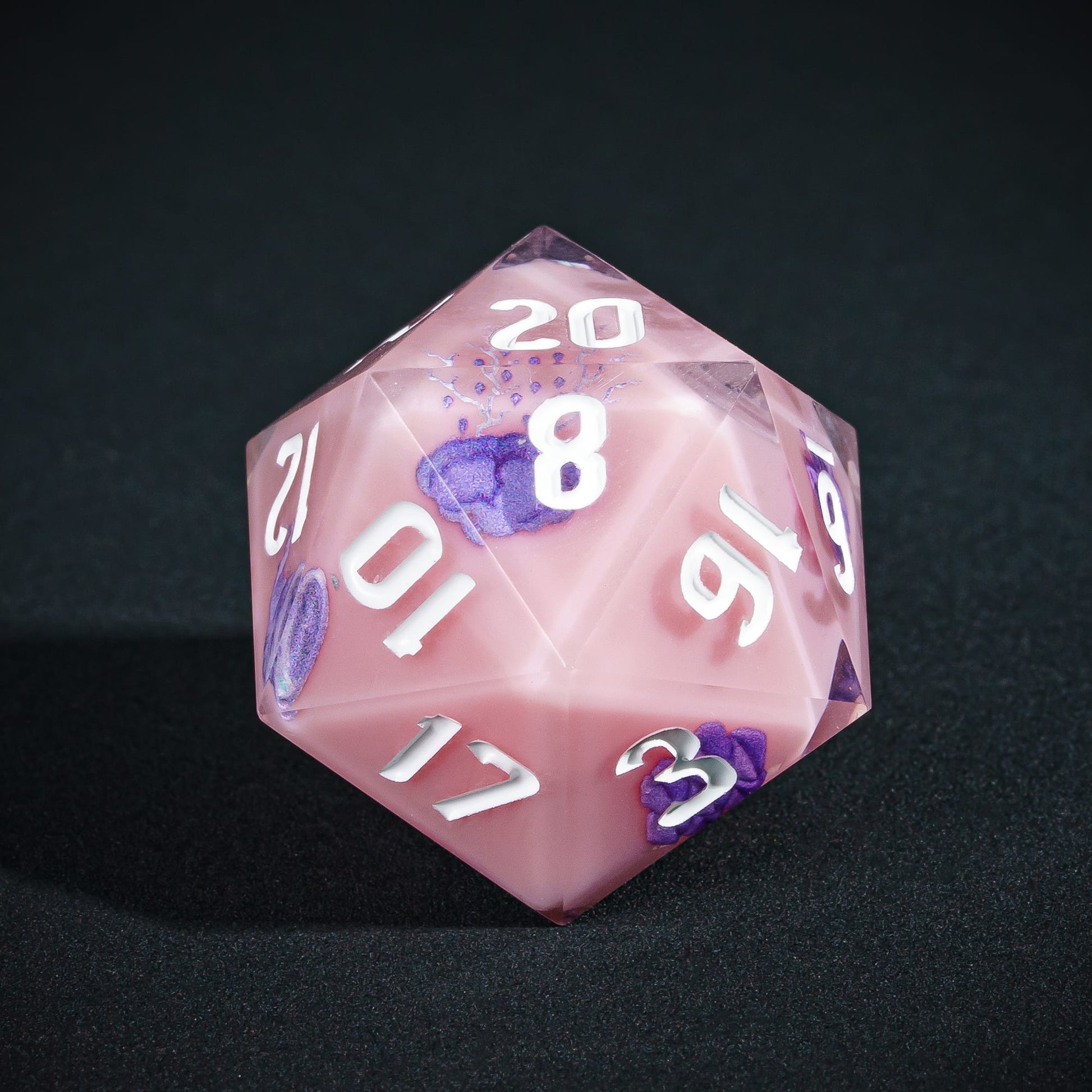 Pink Sorcerer D20, pastel sharp edge polyhedral dice for DND 5e characters