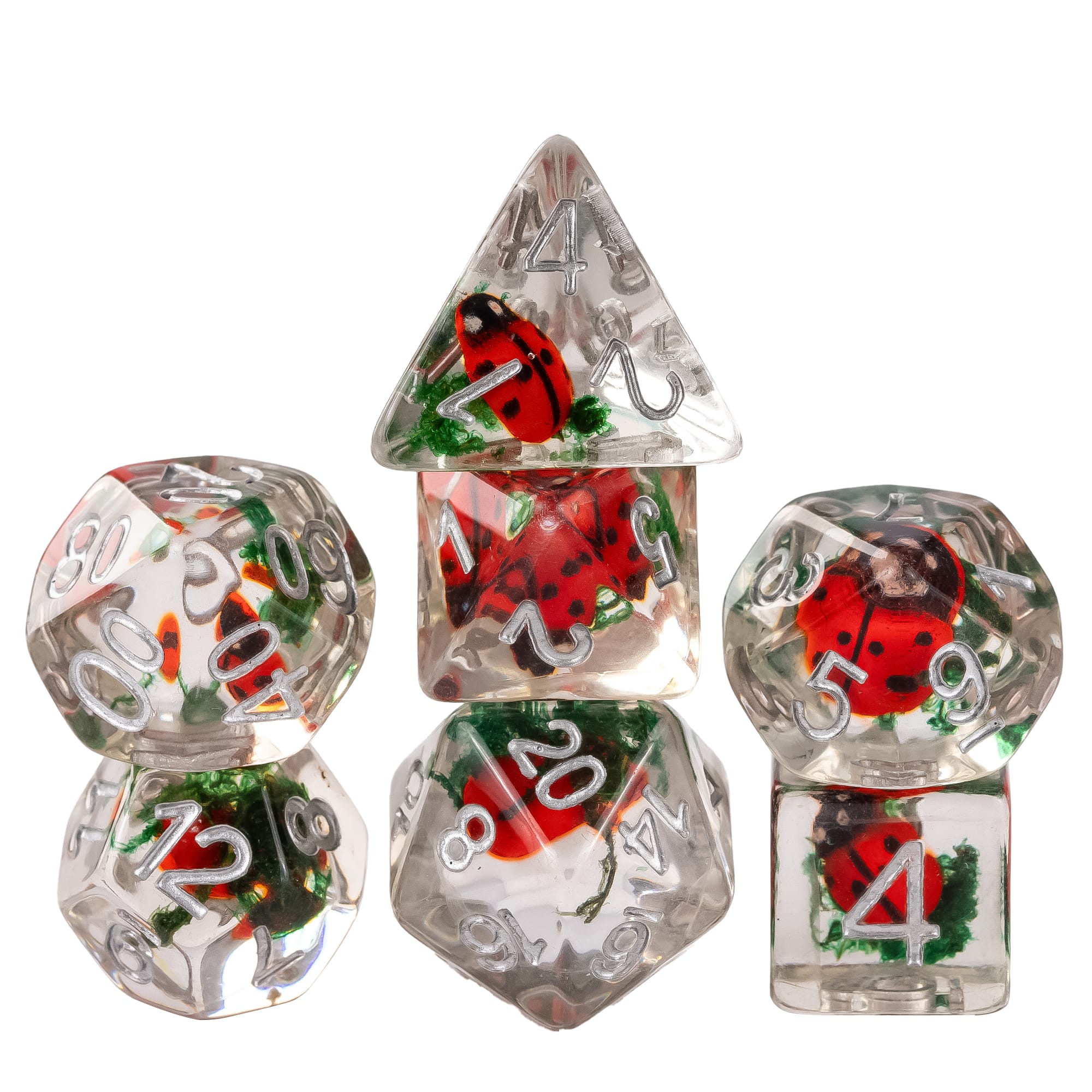 Transparent Ladybug DnD Dice Set | Only Crits