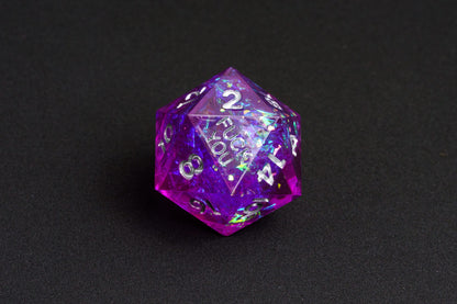 Detailed Violet Beam F*ck Me Sharp Edge D20 showing reflective inner design