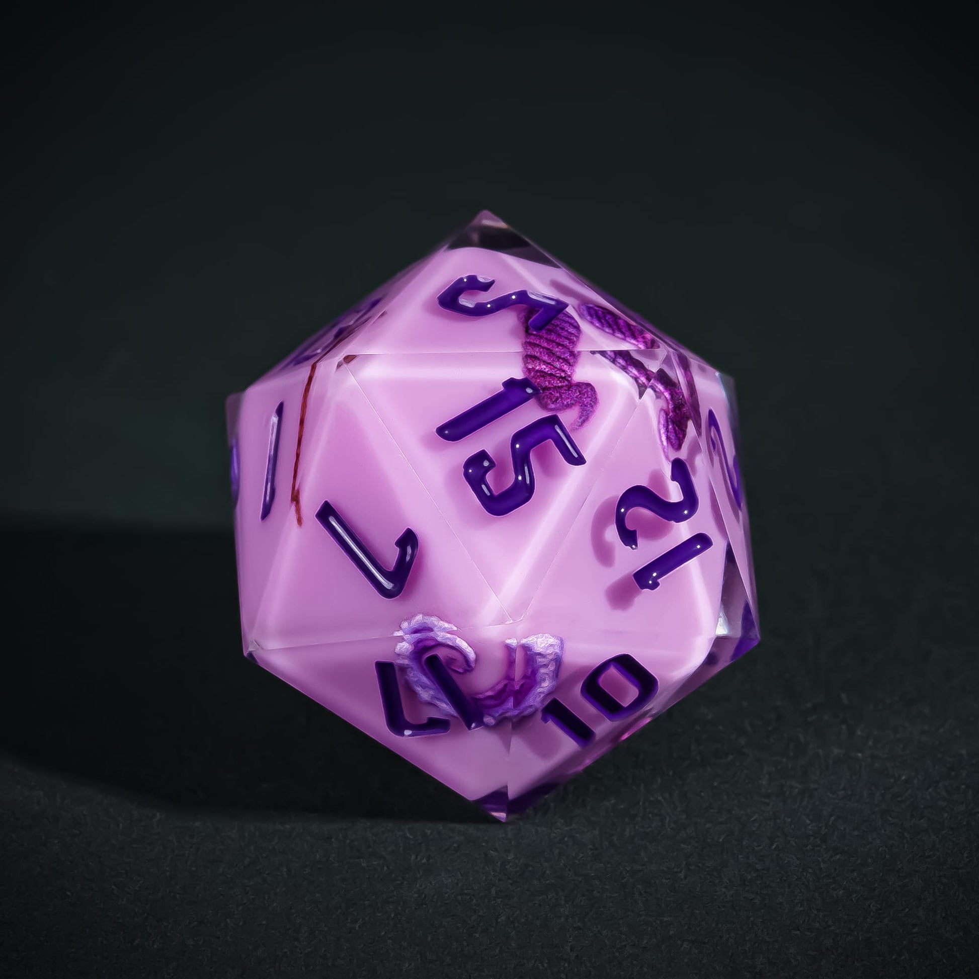 Purple Warlock D20, pastel sharp edge polyhedral dice for DND 5e characters