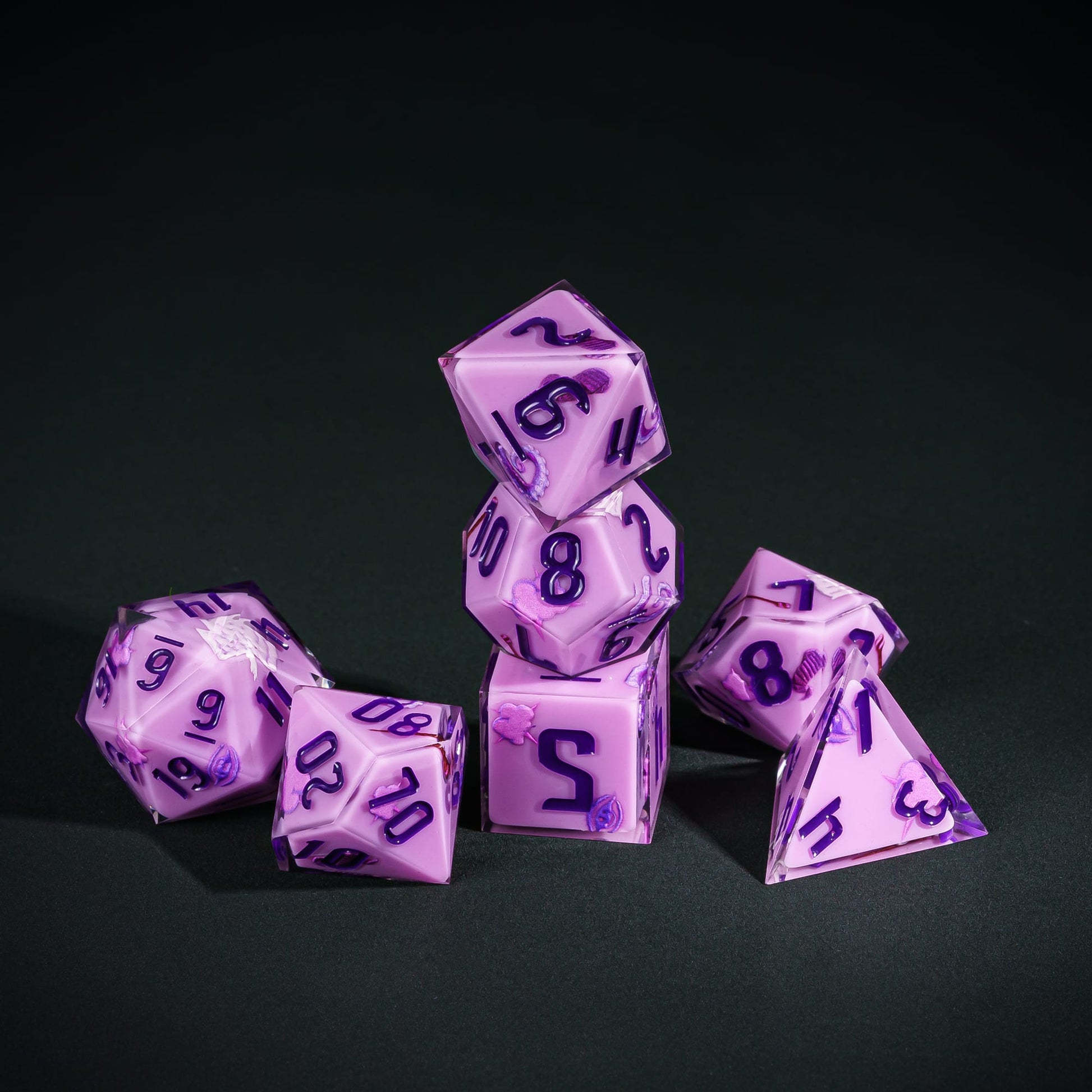 Class Dice Warlock Set, 7 piece pastel sharp edge dice for DND 5e players