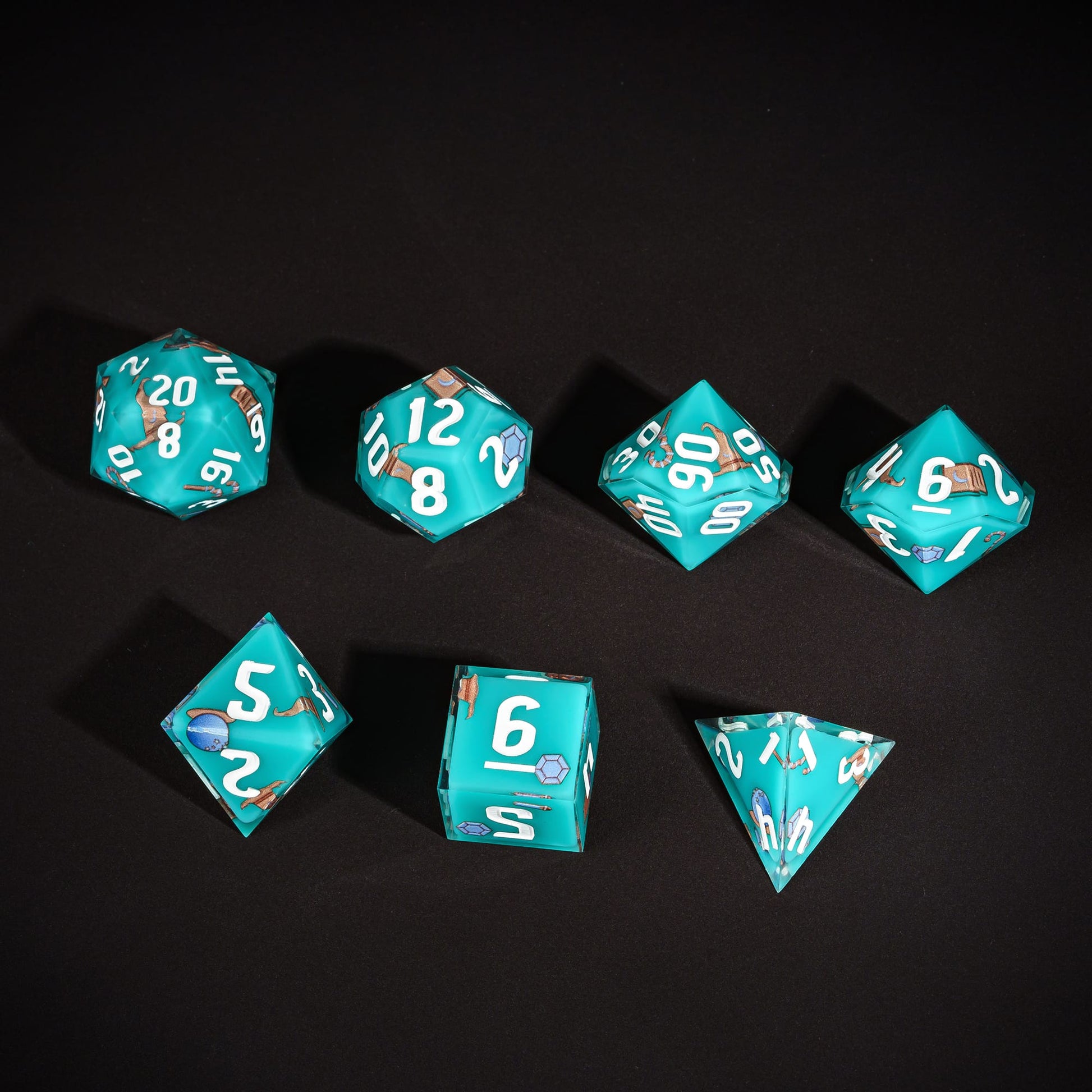 Class Dice Wizard Set, 7 piece pastel polyhedral dice for tabletop roleplaying games