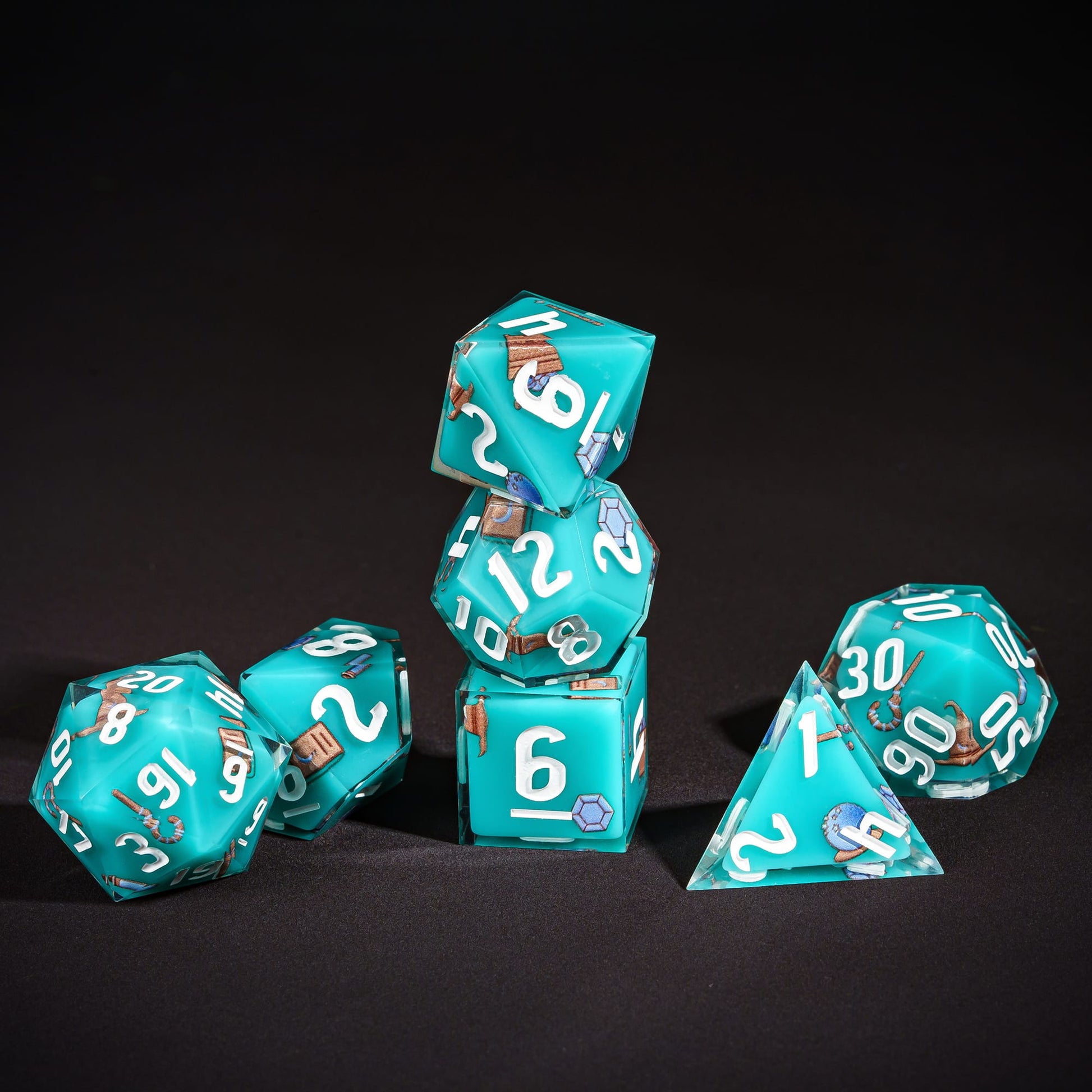 Class Dice Wizard Set, 7 piece pastel sharp edge dice for DND 5e players