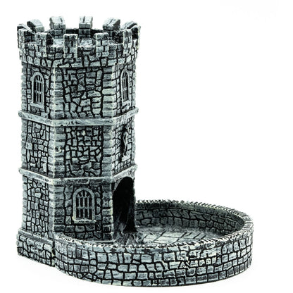 Gray Wizard Tower Dice Tower with textured stone look