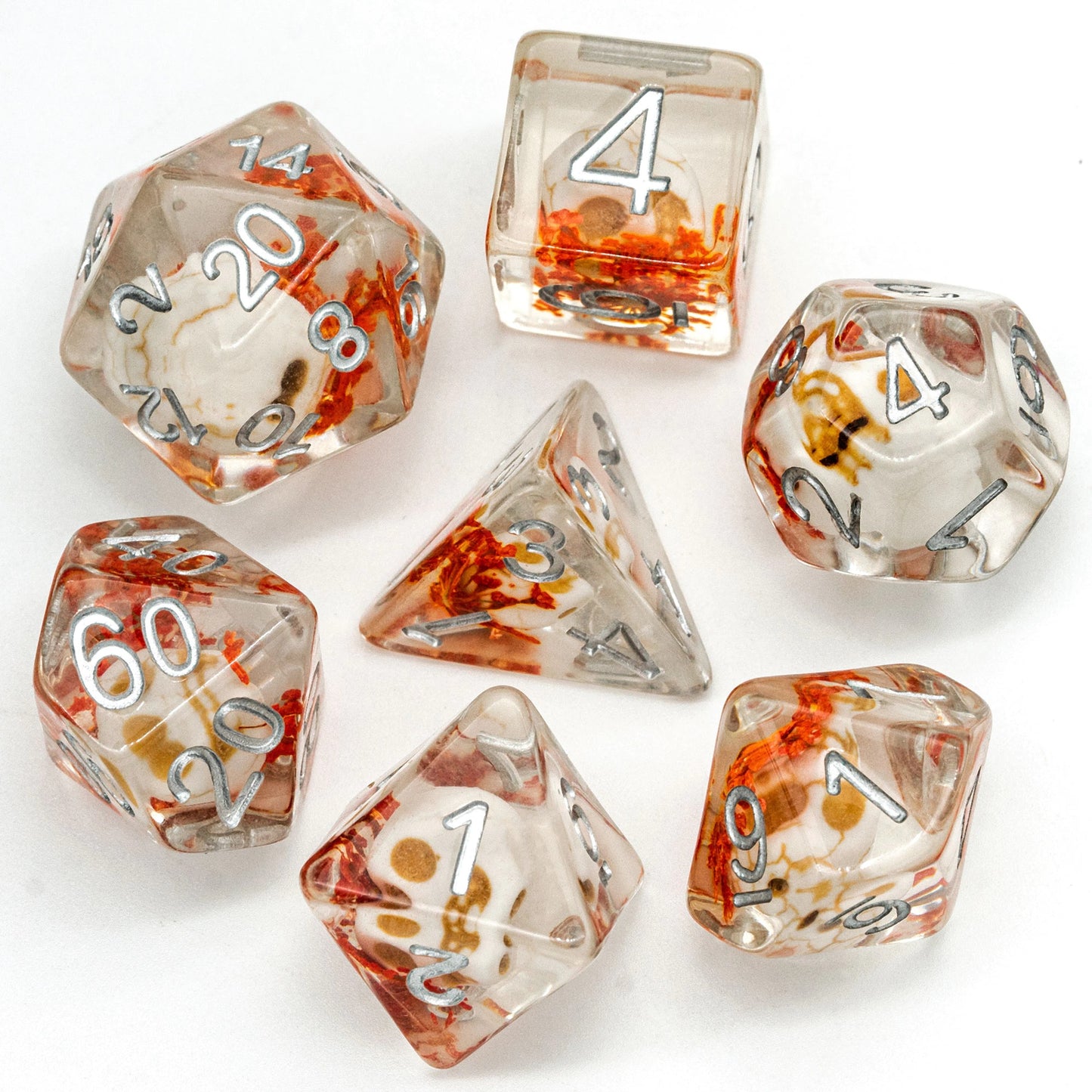 7 piece ocean wizards phylactery, skull dice set