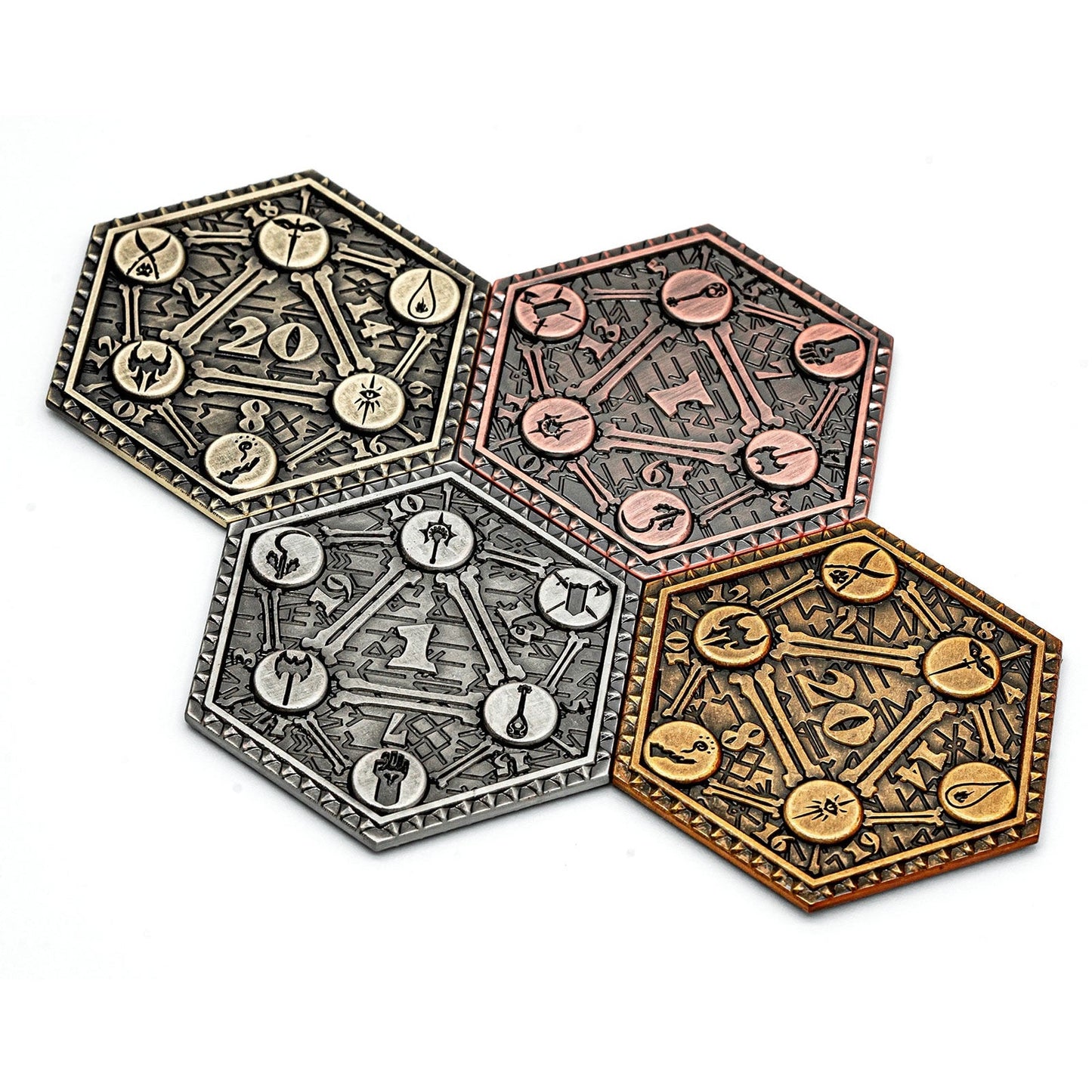 four metal dnd inspiration coins