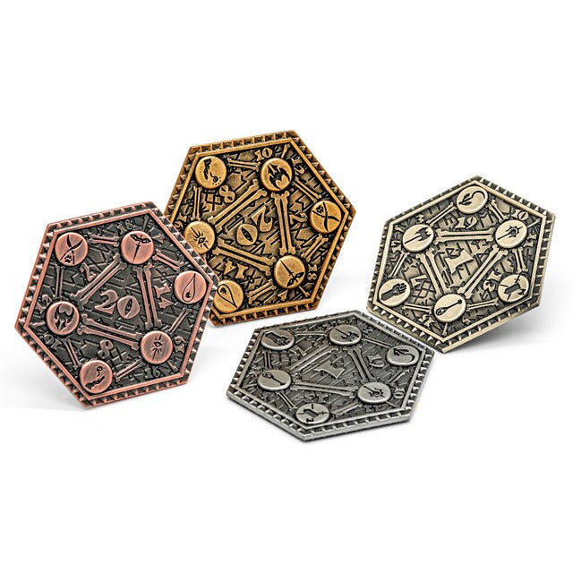 Gold, copper, silver and bronze inspiration coins