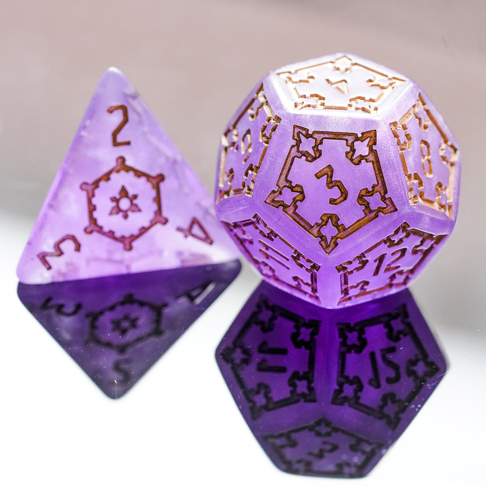d12 and d4 violet elixir dice
