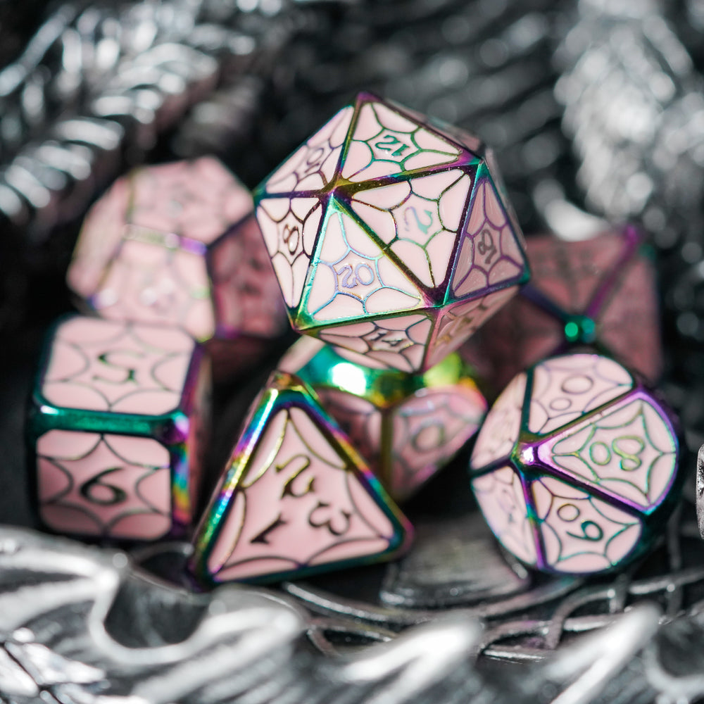 Prism rose metal dice set