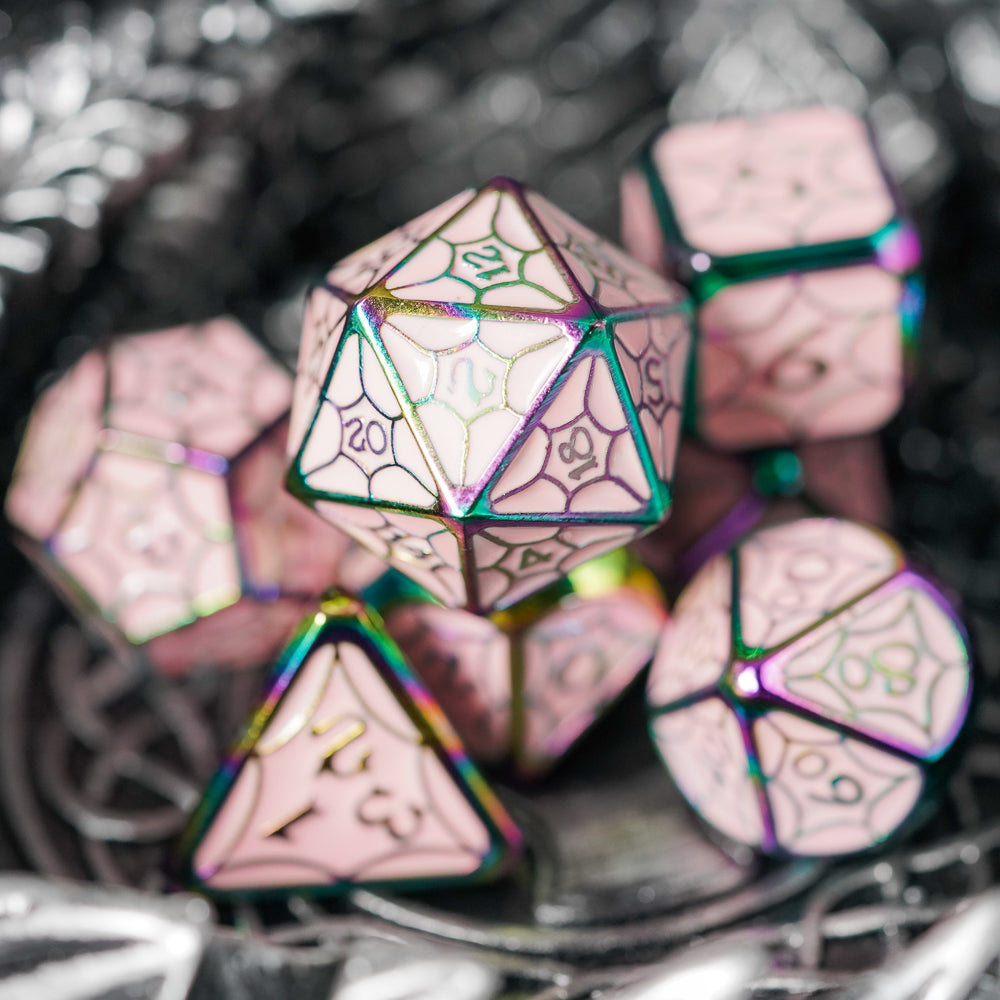 d20 highlight of prism rose dice set