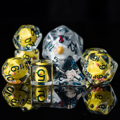 Transparent chicken dice d12 d6 d4 d20 highlight