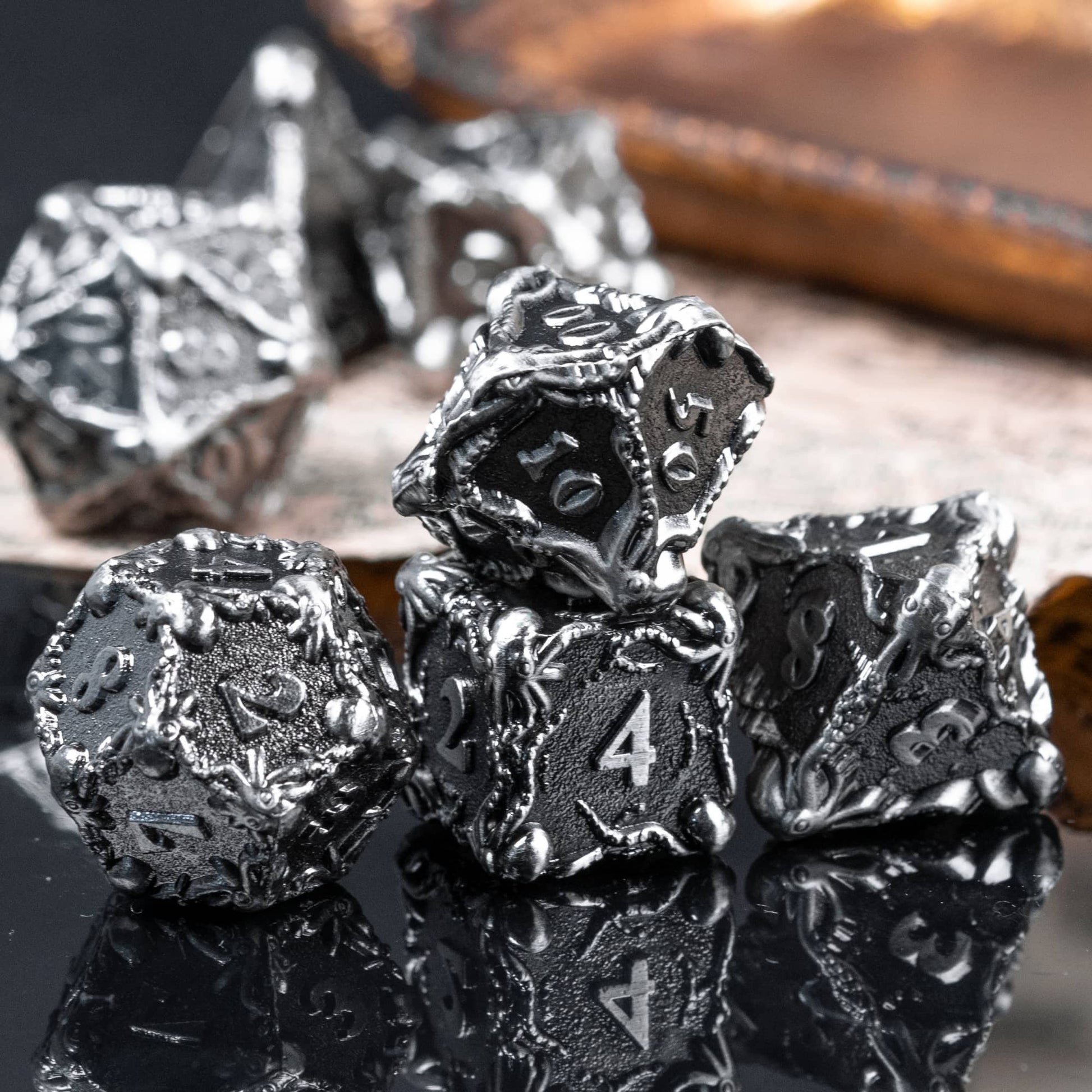 Silver trimmed octopus dice