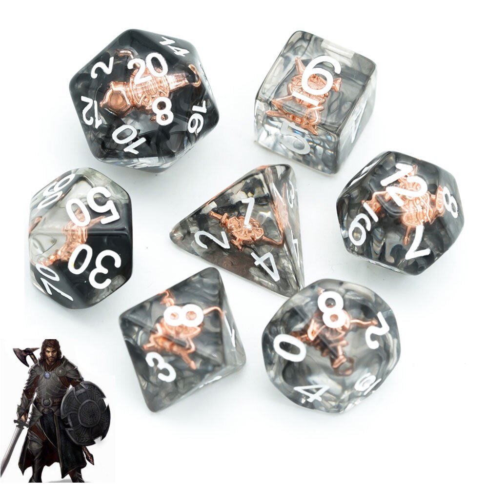 Black fighter dnd dice set