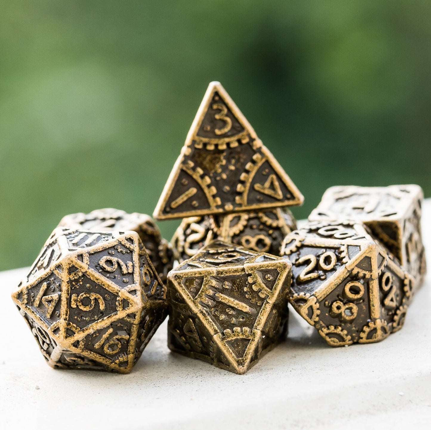 Gold dnd steampunk dice