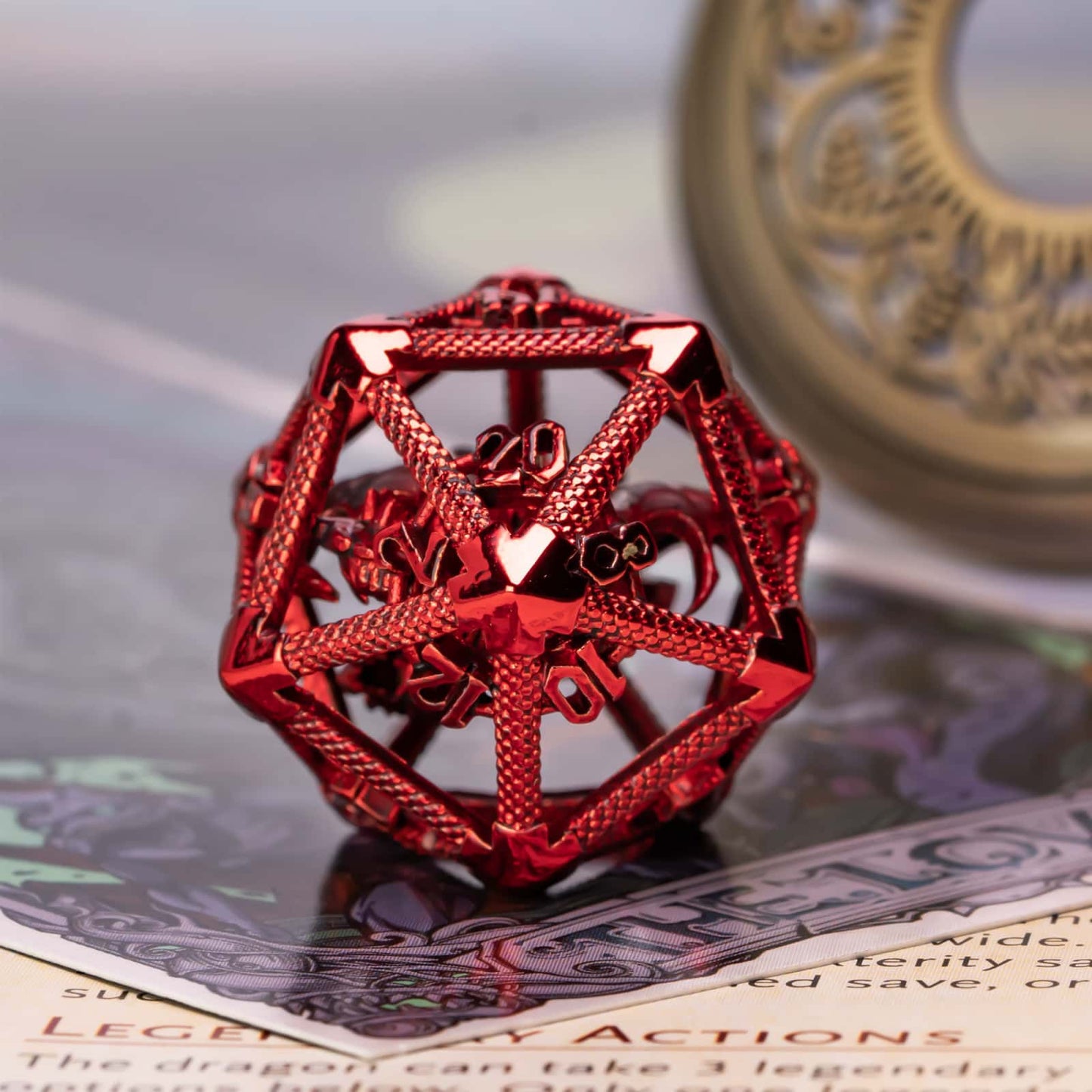 Red hollow metal d20