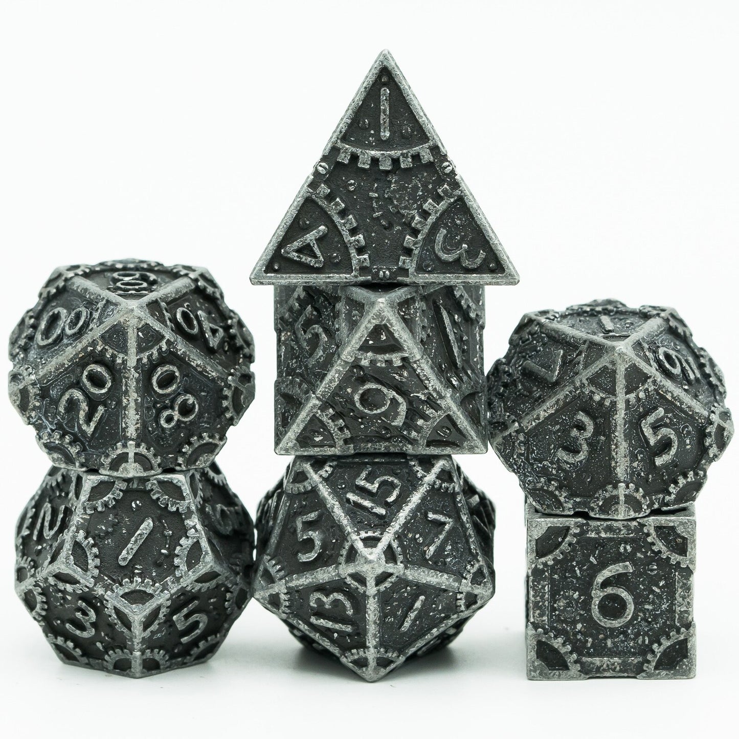 Dark grey dnd steampunk dice