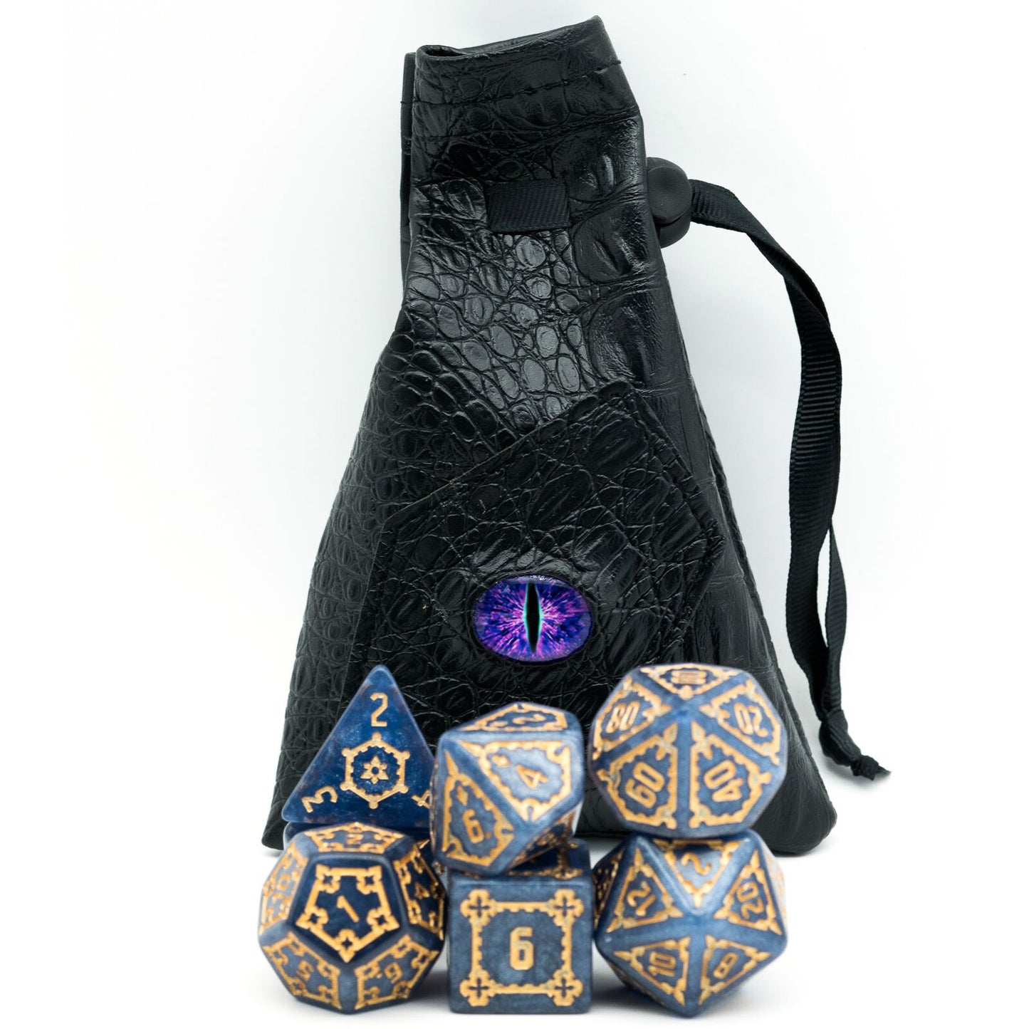 Huge dice set in front of complementary carrying bag