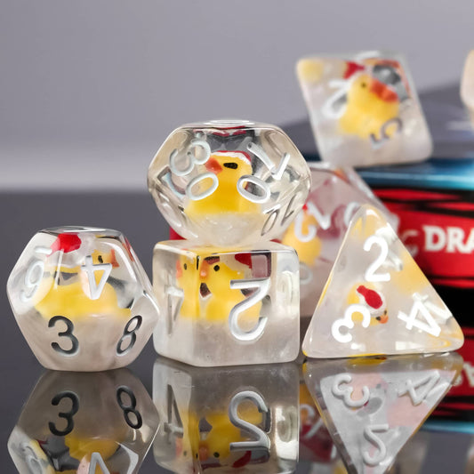 Ducky dice with santa hats on
