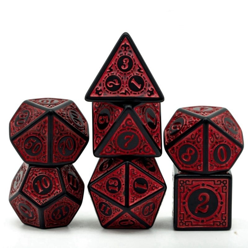 Red acrylic dice set, runic wonder