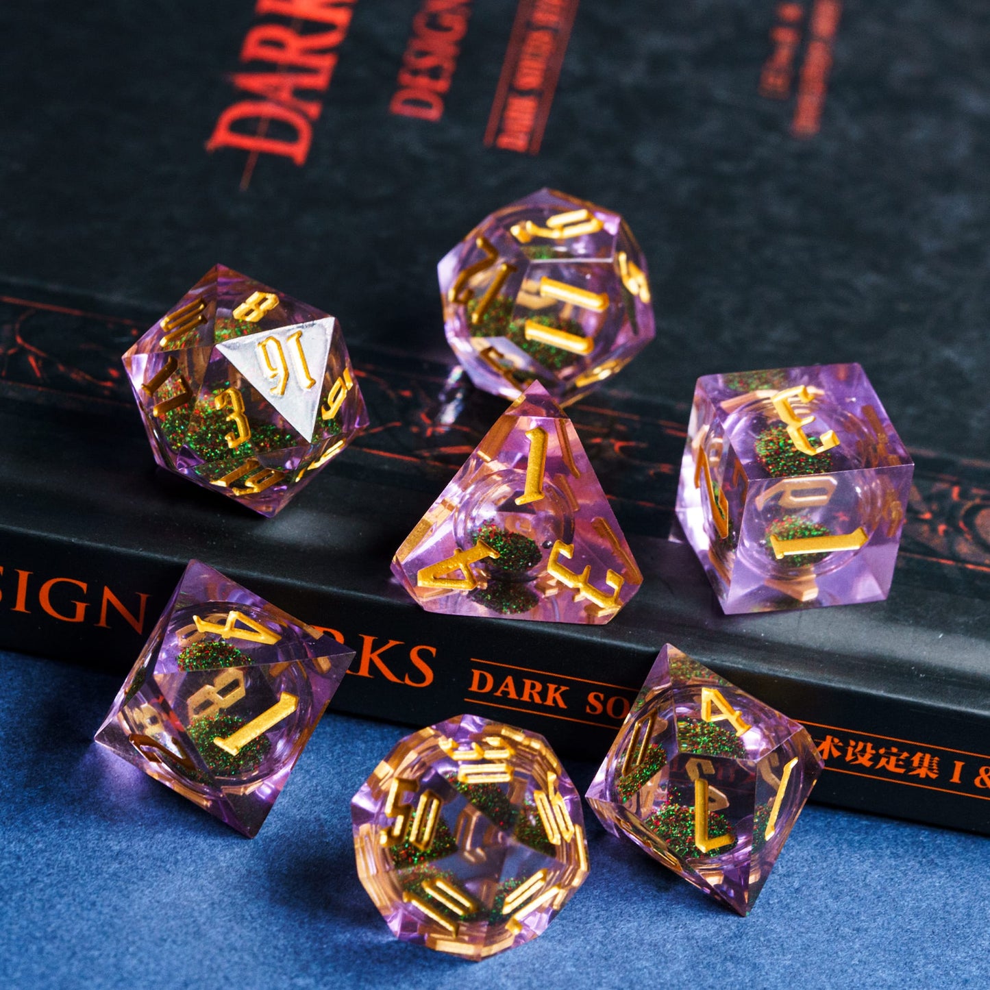 Purple quicksand dice set