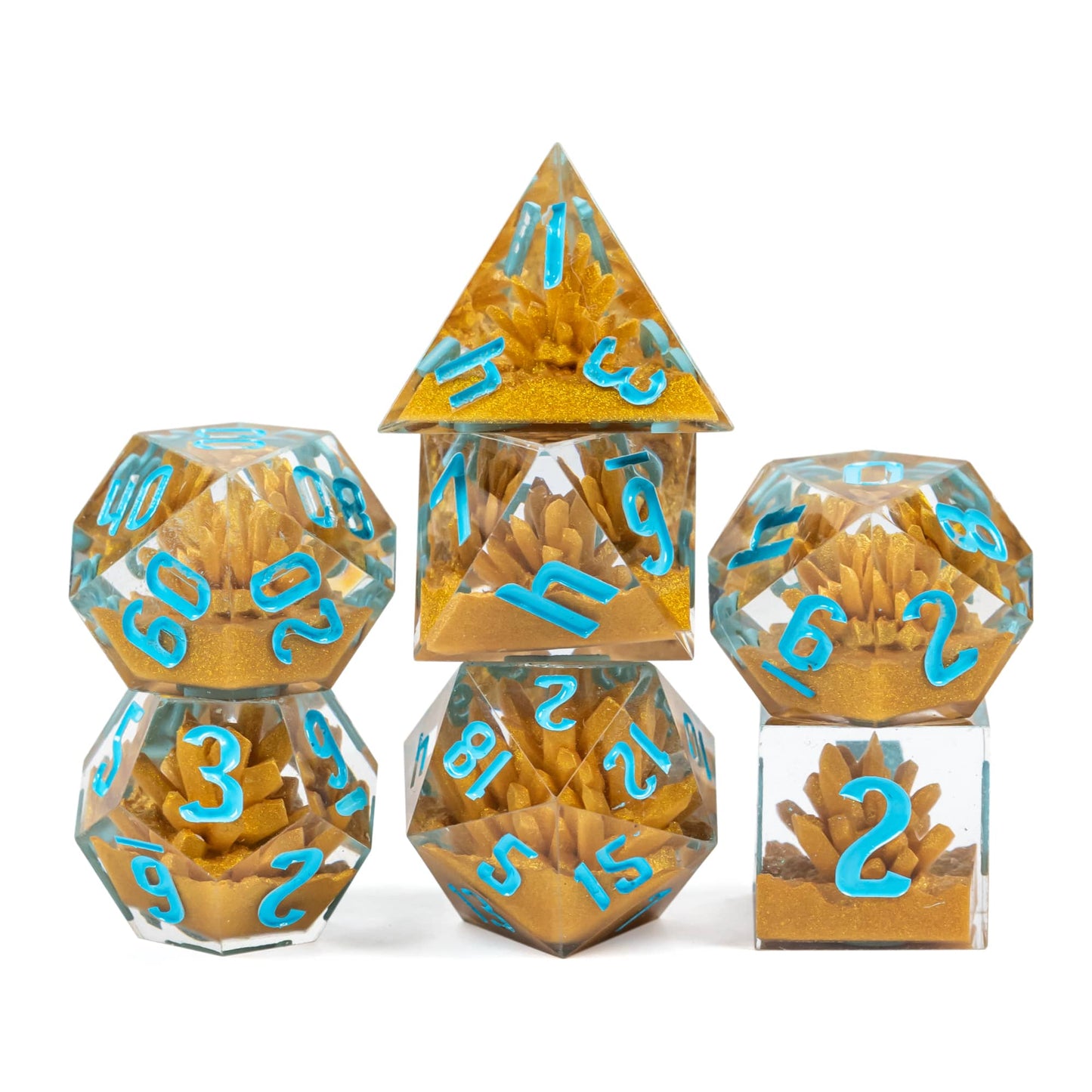 Gold crystal creation dnd dice set