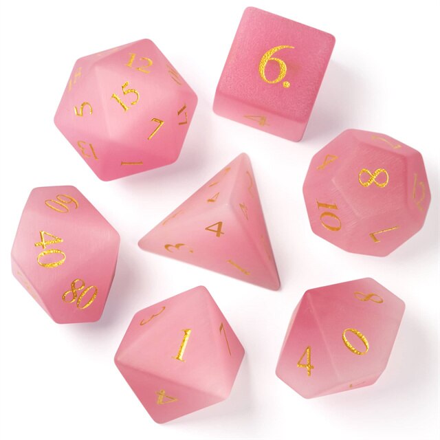 Pink stone dice set in a circle