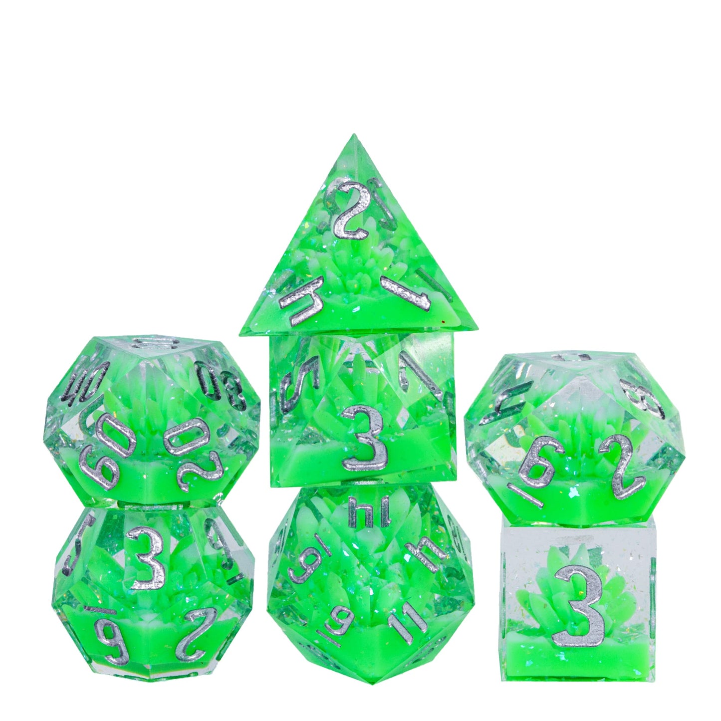 Green crystal creation dnd dice set